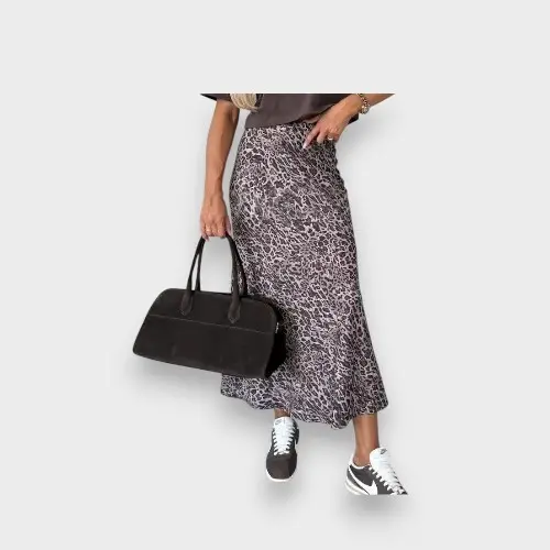 Jupe Longue Satiné Imprimée Léopard - Estee Brown