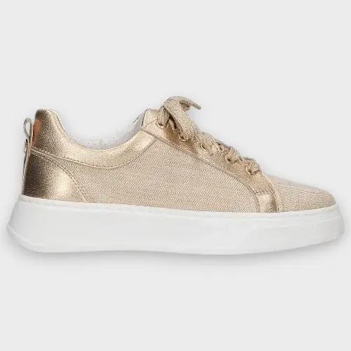Baskets Chic Décontractées Dorées Anita 15 Cuir - Textile - MLV Portuguese Shoes